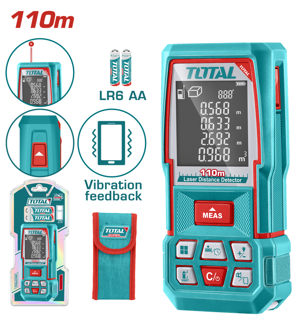 MEDIDOR DE DISTANCIA LASER 110MTS INDUSTRIAL SUPER TOTAL (TMT510369)