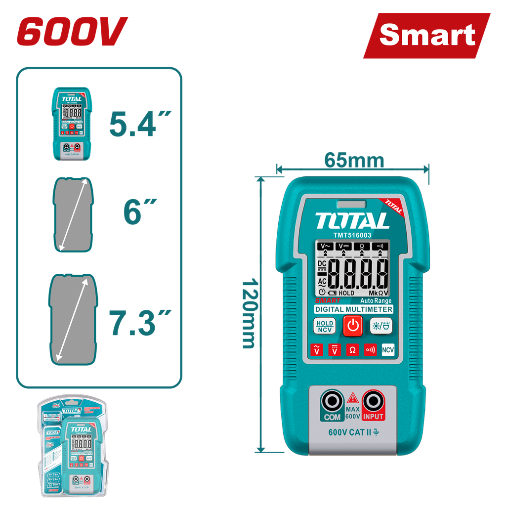 TESTER DIGITAL 600V 4000 CONTEOS RMS INDUSTRIAL TOTAL (TMT516003)