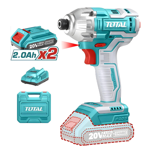 [16249] ATORNILLADOR DE IMPACTO INALAMBRICO 1/4" 20V INCLUYE 2 BATERIAS 1 CARGADOR SUPER SELECT TOTAL (UTIRLI2017)