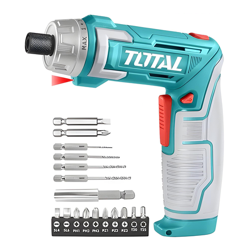 [20383] ATORNILLADOR INALAMBRICO 8V ESTUCHE PLASTICO + 17 PIEZAS  TOTAL (TSDLI0802)