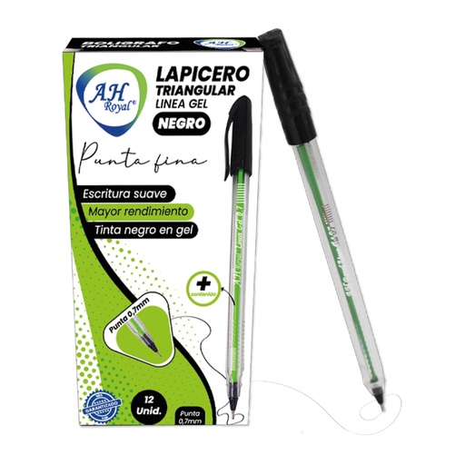 [21170] BOLIGRAFO AH ROYAL LINEA GEL 0.7 TRIANGULAR NEGRO  [PAC70195-2050]
