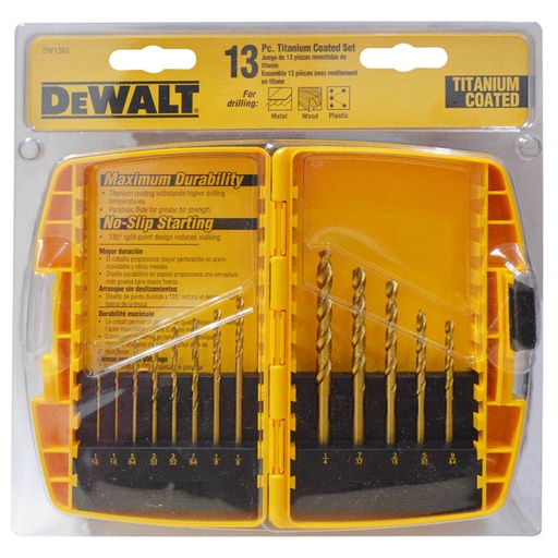 [10191] BROCA LAMINA X 13 AMARILLA DEWALT (1/16-1/4) (JUEGO (DW1363)