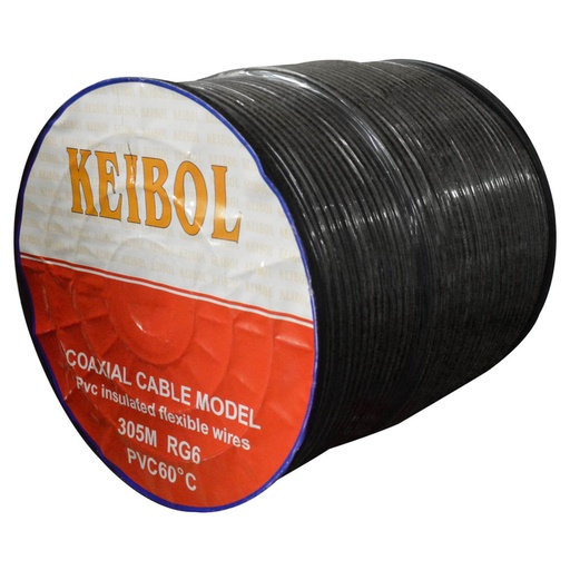 [7653] CABLE COAXIAL RG6 NEGRO KEIBOL CARRETO X 305 MTS (HT10083)