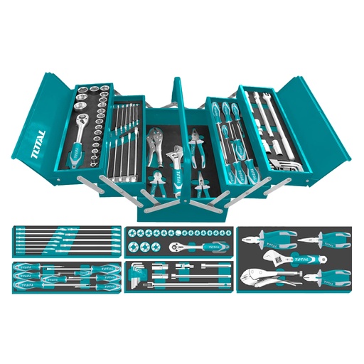 [16561] CAJA DE HERRAMIENTAS INCLUYE 59 PZS INDUSTRIAL METALICA TOTAL (THTCS12591)