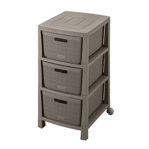 [15776] CAJONERO FIQUE 3 GAVETAS MOCCA RIMAX (12568)