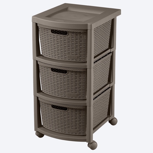 [18985] CAJONERO RATTAN 3 GAVETAS MOCCA RIMAX