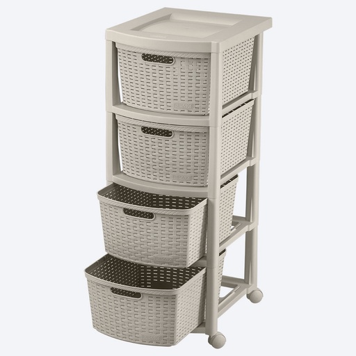 [18989] CAJONERO RATTAN 4G TAUPE RIMAX