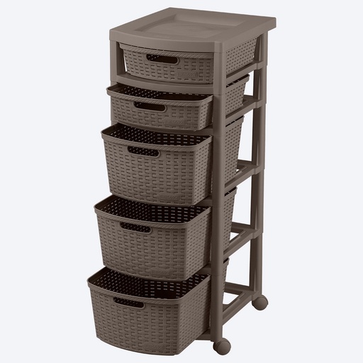 [18990] CAJONERO RATTAN 5 GAVETAS MOCCA RIMAX