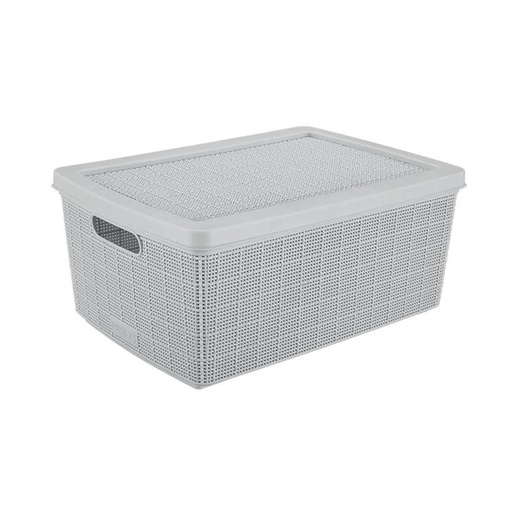 [17287] CANASTA FIQUE CON TAPA 13.5L GRIS RIMAX (12575)