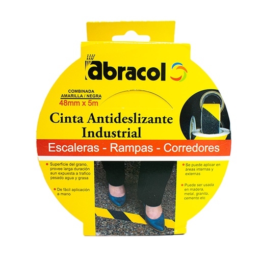[14660] CINTA ANTIDESLIZANTE ABRACOL GRADA 2" X 5 MTS NEGRA-AMARILLA (SCCIANTYN48)