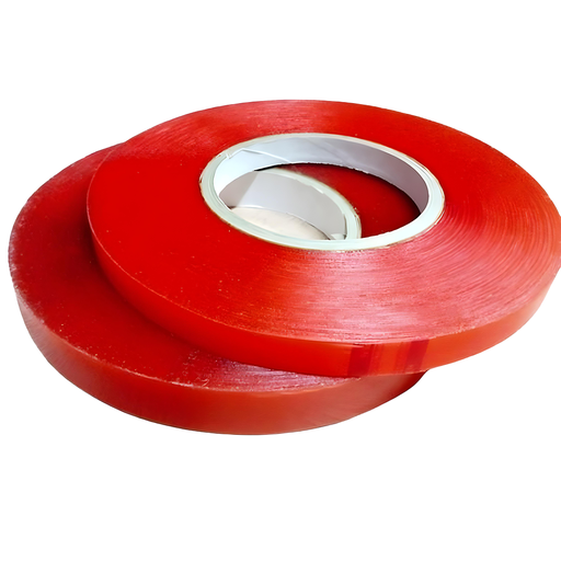 [21165] CINTA DOBLE FAZ 3/4" X 20 MTS TRANSPARENTE ROJA (I917)