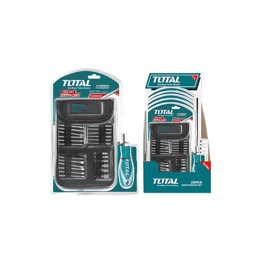 [15674] DESTORNILLADOR RACHET JUEGO X 18 PZS INTERCAMBIABLES TOTAL (TACSD30266)