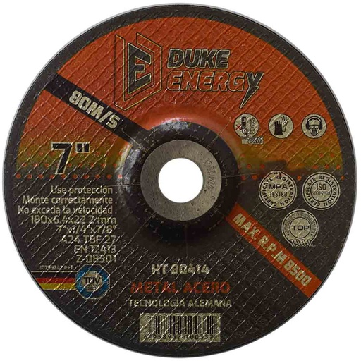 [12127] DISCO 7 X 1/4 X 7/8 PULIR METAL DUKE ENERGY TECNOLOGIA ALEMANA (HT80414)