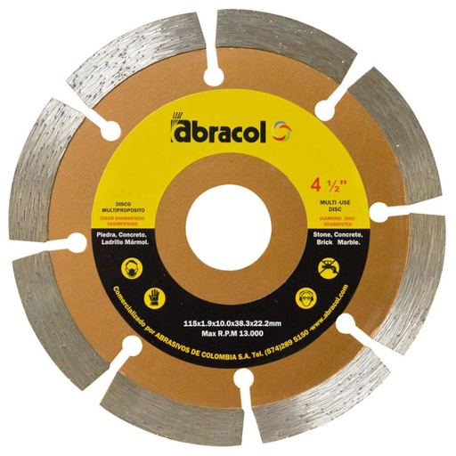 [10151] DISCO DIAMANTADO SEGMENTADO ABRACOL 4 1/2 (CLAVE 5502 (SEDIDCH00048