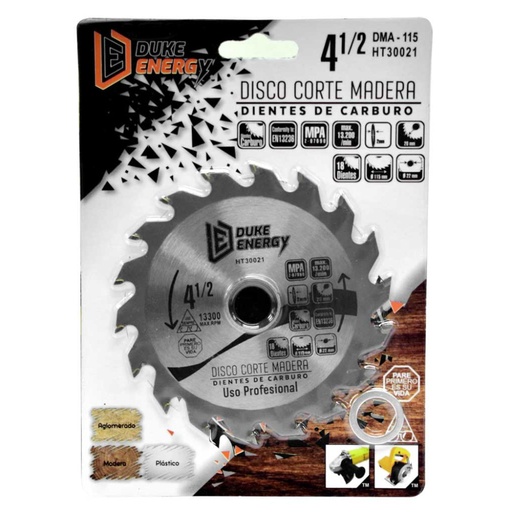 [7339] DISCO MADERA DUKE ENERGY PROFESIONAL (4 1/2X 18) DMA115 (HT30021)