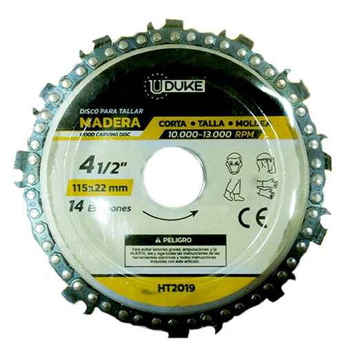 [19614] DISCO PARA CORTE Y DESBASTE DE MADERA 115 X 22MM UDUKE (HT2019)