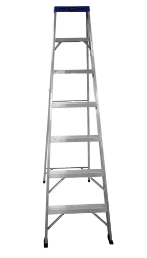 [13647] ESCALERA DE ALUMINIO 6 PELDAÑOS CAP 150 KILOS USO INDUSTRIAL UDUKE CON PLATAFORMA (HT1316)