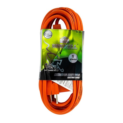 [13828A] EXTENSION NARANJA 15FT CON TOMA X 3 BRICKELL (SB-587)