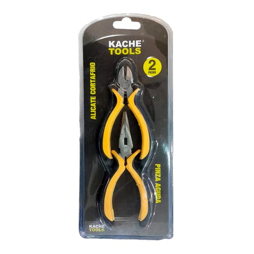 [21092] JUEGO DE ALICATES X 2 PZS PINZA + CORTAFRIO 4 1/2" KACHE TOOLS (7463)