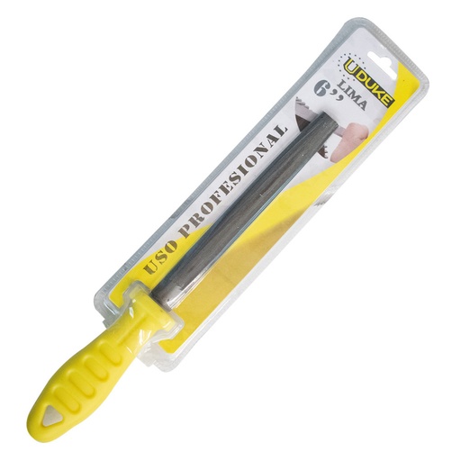 [13956] LIMA MEDIA CAÑA 6" CON MANGO AMARILLO EN BLISTER UDUKE (HT1411)