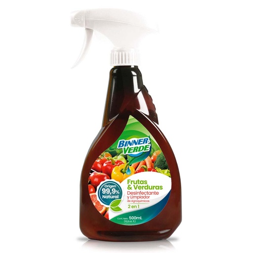 [16463] LIMPIADOR DESINFECTANTE FRUTAS/VERDURAS BINNER VERDE 500ML (206609)