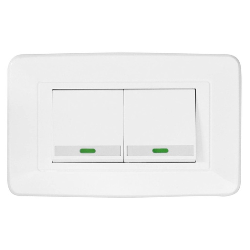 [1626H] LINEA BK BLANCA INCRUSTAR SWICHE DOBLE CONMUTABLE VHARBOR 110-220V (118Z-02-3WAY) (RETIE-FL)(HT1517)(HT20334)
