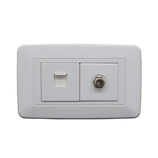 [4088H] LINEA BK BLANCA INCRUSTAR TOMA TELEFONO + TV VHARBOR (118Z-78) (HT1524)(HT20343)