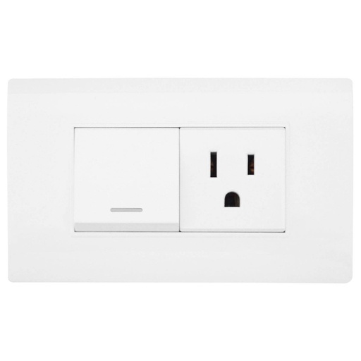 [1774B] LINEA BK PLUS BLANCA INCRUSTAR TOMA SWICHE 110-220 (118K-07-3W) (HT20682)