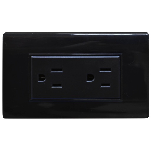 [1747N] LINEA BK PLUS NEGRA INCRUSTAR TOMA DOBLE 110-220 (118K-06-BLK) (HT20722)