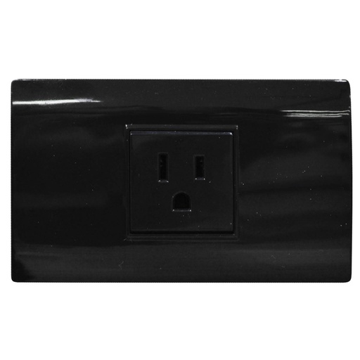 [1769N] LINEA BK PLUS NEGRA INCRUSTAR TOMA SENCILLO 110-220 (118K-08-BLK) (HT20723)