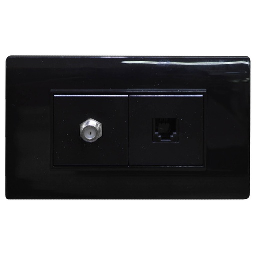 [4088N] LINEA BK PLUS NEGRA INCRUSTAR TOMA TELEFONO + TV (118K-78-BLK) (HT20726)