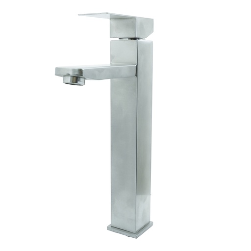 [19902] LLAVE LAVAMANOS MONOCONTROL ACERO INOXIDABLE CUADRADA SATINADA  ALTA 30 CM UDUKE (HT2033) 