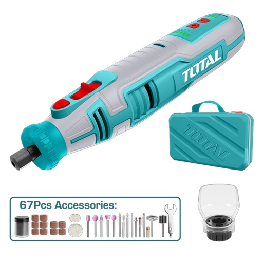 [20303] MOTO TOOL INALAMBRICO 8V INCLUYE 67 ACCESORIOS TOTAL (TMGLI0801)