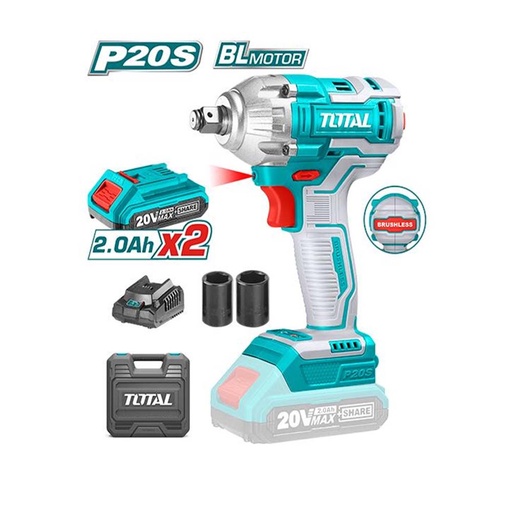 [16248] PISTOLA IMPACTO INALAMBRICA 1/2 20V 300 NM INCLUYE 2 BATERIAS 1 CARGADOR SUPER SELECT TOTAL (UTIWLI2038)