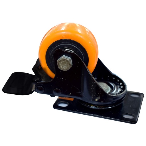 [7895] RODACHINES 2 1/2 PLANO NARANJA CON FRENO GIRATORIO 65MM (INDIVIDUAL) (HT40089)