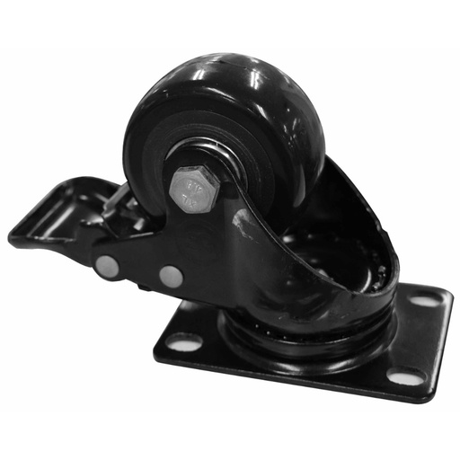 [10912] RODACHINES 2 1/2 PLANO NEGRO CON FRENO GIRATORIO 65MM 90KG (INDIVIDUAL) (HT80021)