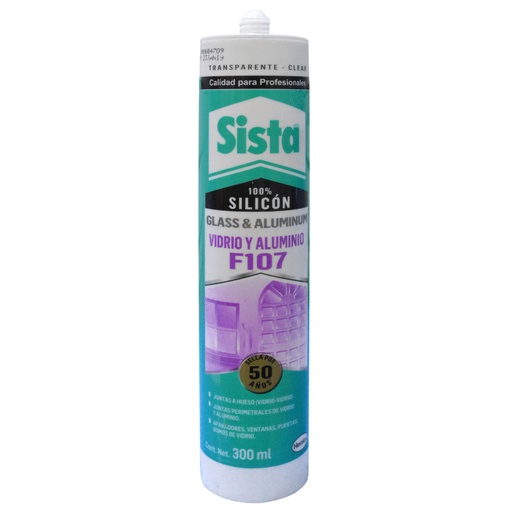 [7634] SILICONA TUBO SISTA VIDRIOS Y ALUMINIO TRANSPARENTE 300 ML(F107) (2677061)