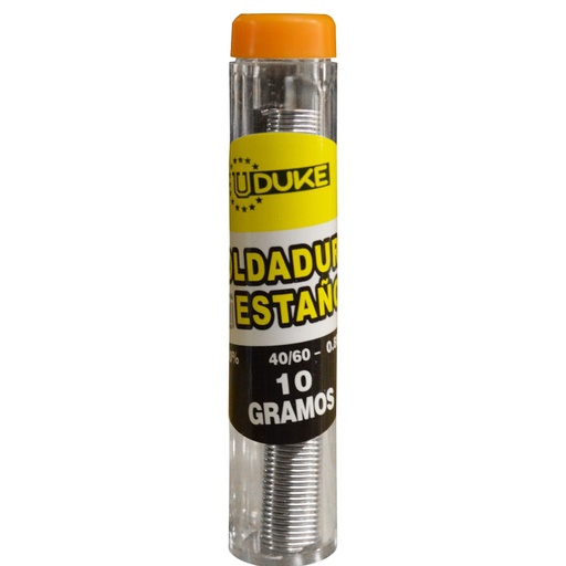 [10128K] SOLDADURA ESTANO UDUKE TUBO 10 GRAMOS 40-60 (40% ESTANO) PQT X 2 UDUKE