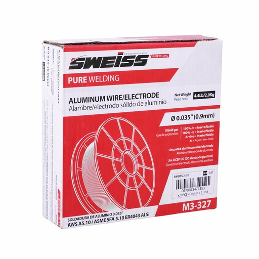 [19465] SOLDADURA MIG ALAMBRE ACERO AL CARBON  AWS ER4043 200MM 4.4LB 2KG SWEISS (0.035/0.9MM) (M3-327)