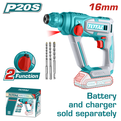 [20398] TALADRO INALAMBRICO ROTOMARTILLO SDS PLUS 5/8 BATERIA Y CARGADOR NO INCLUIDO SUPER TOTAL  (TRHLI20168)