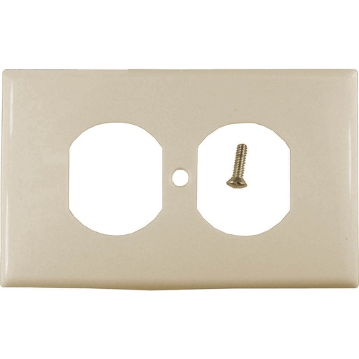 [1670] TAPA PLASTICA TOMA DOBLE BEIGE T/L R/G (CUADRADA) (RETIE)