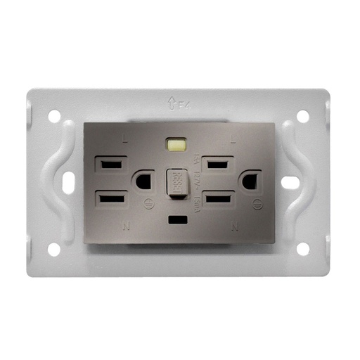 [14689] TOMA DOBLE GFCI LUXOR GRIS DUKE ENERGY (15A-127V) (V3-020)
