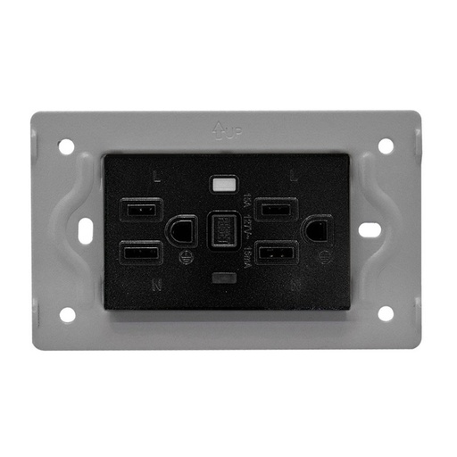 [14690] TOMA DOBLE GFCI LUXOR NEGRO DUKE ENERGY (15A-127V) (V17-020)