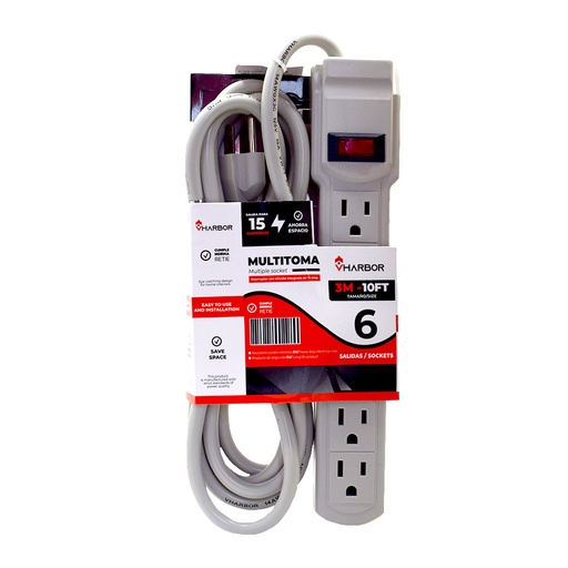 [19339] TOMA MULTIPLE  X 6  CABLE DE 3MTS VHARBOR(S-25-3M)