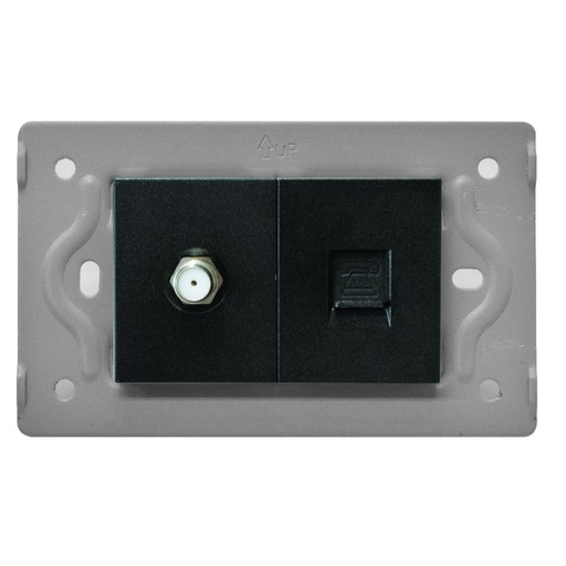 [13155] TOMA TELEFONO + TV LUXOR NEGRA INTERCAMBIABLE SIN TAPA DUKE ENERGY (V17-036)