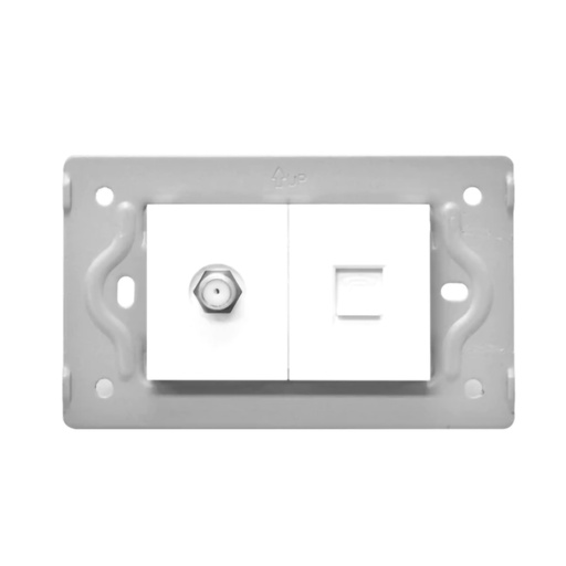 [13138X] TOMA TV + TOMA LAN INTERNET LUXOR BLANCA INTERCAMBIABLE SIN TAPA (V9-037)