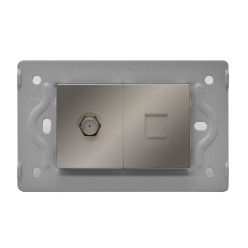 [13147] TOMA TV + TOMA LAN INTERNET LUXOR GRIS INTERCAMBIABLE SIN TAPA DUKE ENERGY (V3-037)