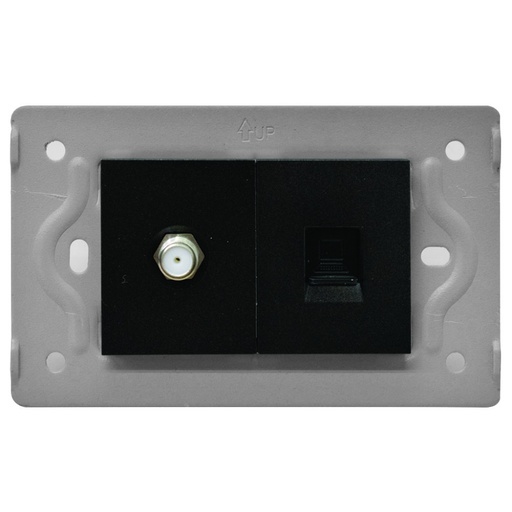 [13156] TOMA TV + TOMA LAN INTERNET LUXOR NEGRA INTERCAMBIABLE SIN TAPA DUKE ENERGY (V17-037)