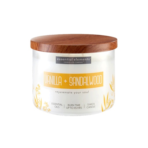 [15841] VELA 14.75 OZ ESSENTIAL ELEMENTS VANILLA & SANDALWOOD CANDLE LITE (4472344)