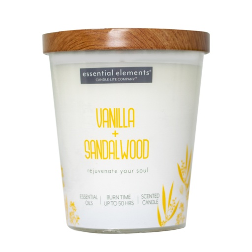 [15262] VELA 9 OZ ESSENTIAL ELEMENTS VANILLA & SANDALWOOD CANDLE LITE (4471344)